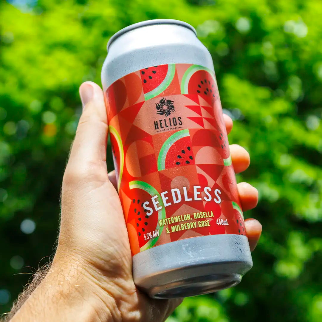 helios brewing seedless watermelon, rosella & mulberry gose